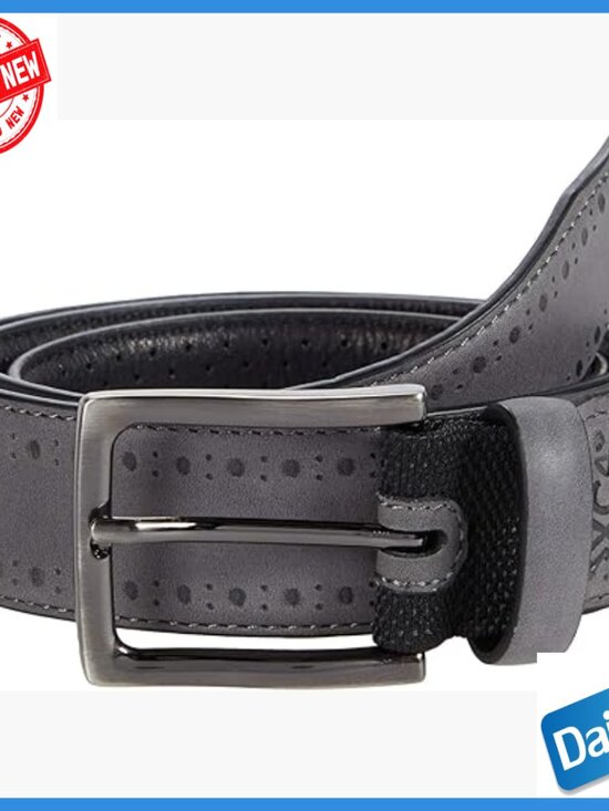 Men's Leather Belt with Gunmetal Buckle Size 32 Perfed Edge Design